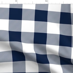 Navy Buffalo Check Fabric - Jumbo Plaid 3" Check By Littlearrowdesign- Navy and White Plaid Check Cotton Fabric By The Yard With Spoonflower