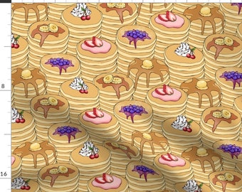 Pancake Breakfast Fabric - Flapjack Stack By Pattysloniger- Hotcake Breakfast Kawaii Hipster Food Cotton Fabric By The Yard With Spoonflower
