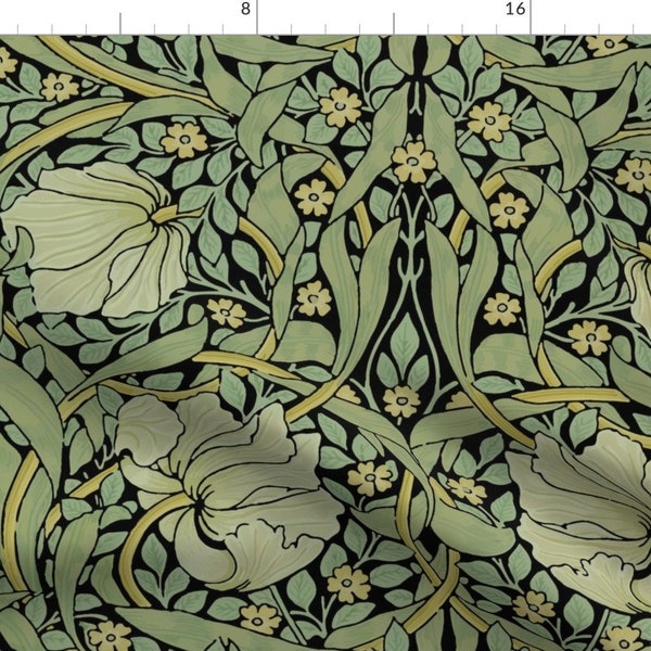 Victorian Floral Fabric - Pimpernel by peacoquettedesigns - Vintage Style Morris Inspired Damask Pimpernel Fabric by the Yard by Spoonflower