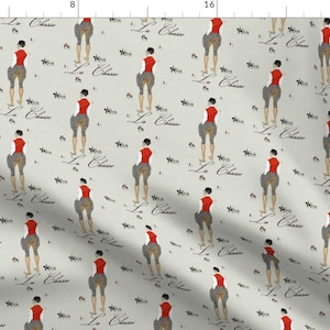 Equestrian Horse Fox Hunt Fabric - Dapper Man By Ragan - Hunt Cotton Fabric By The Yard With Spoonflower
