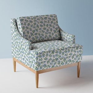 Tiny Hydrangea Upholstery Fabric- Hydrangea by chrissyink - Blue And White  Small Scale Regency   Fabric By The Yard With Spoonflower