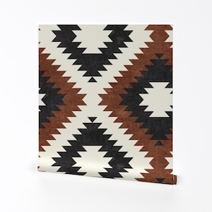 Southwestern Wallpaper - Aztec Neutrals By Littlearrowdecor - Brown Black White Navajo Removable Self Adhesive Wallpaper Roll by Spoonflower