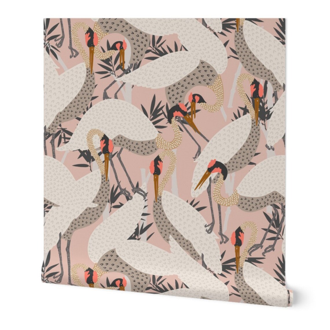 Heron Wallpaper Heron Pink By Holli Zollinger Nautical | Etsy