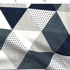 Triangle Fabric - Slate And Navy Triangle Wholecloth By Ivieclothco - Triangle Gray White Blue Cotton Fabric By The Yard With Spoonflower