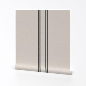« Papier peint autocollant amovible ferme neutre - Bande de coutil minimale noire - Art mural déco murale - Bande de sac de céréales » par franbail