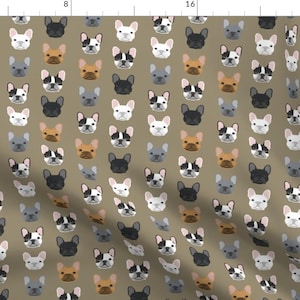 Brown French Bulldog Fabric - French Bulldog Dogs Pet Puppy Frenchies Dogs By Petfriendly - Cotton Fabric By The Yard With Spoonflower