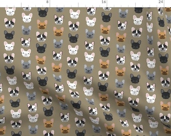 Brown French Bulldog Fabric - French Bulldog Dogs Pet Puppy Frenchies Dogs By Petfriendly - Cotton Fabric By The Yard With Spoonflower