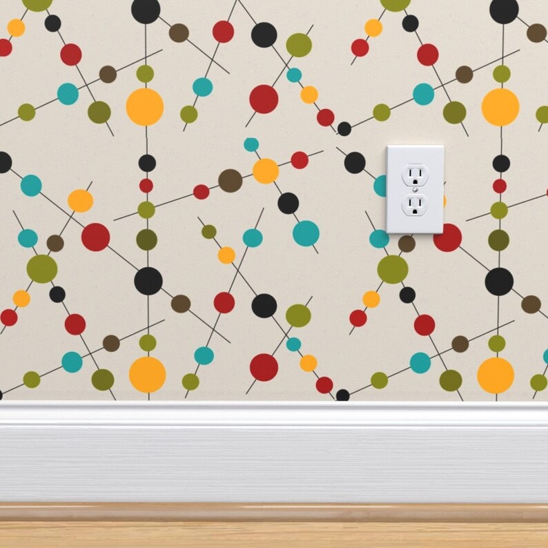 Mid Century Modern Atomic Wallpaper Bubbles and Sticks by | Etsy