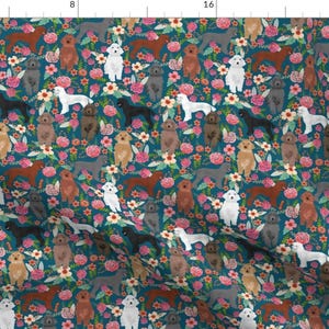 Poodles Fabric - Poodles Cute Florals For Dog Lovers Poodle Owners By Petfriendly - Poodle Cotton Fabric by the Yard with Spoonflower