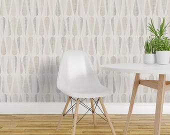 Neutrale, moderne zelfklevende behang - Mid-century modern retro jaren 60 atoomtijdperk - Verwijderbare wanddecoratie - Licht modern neutraal van karijoy