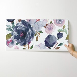 Romantic Floral Peel and Stick Wallpaper - Navy Botanical Feminine Meadow - Removable Wall Decor Art - Midnight Peonies by indybloomdesign image 9