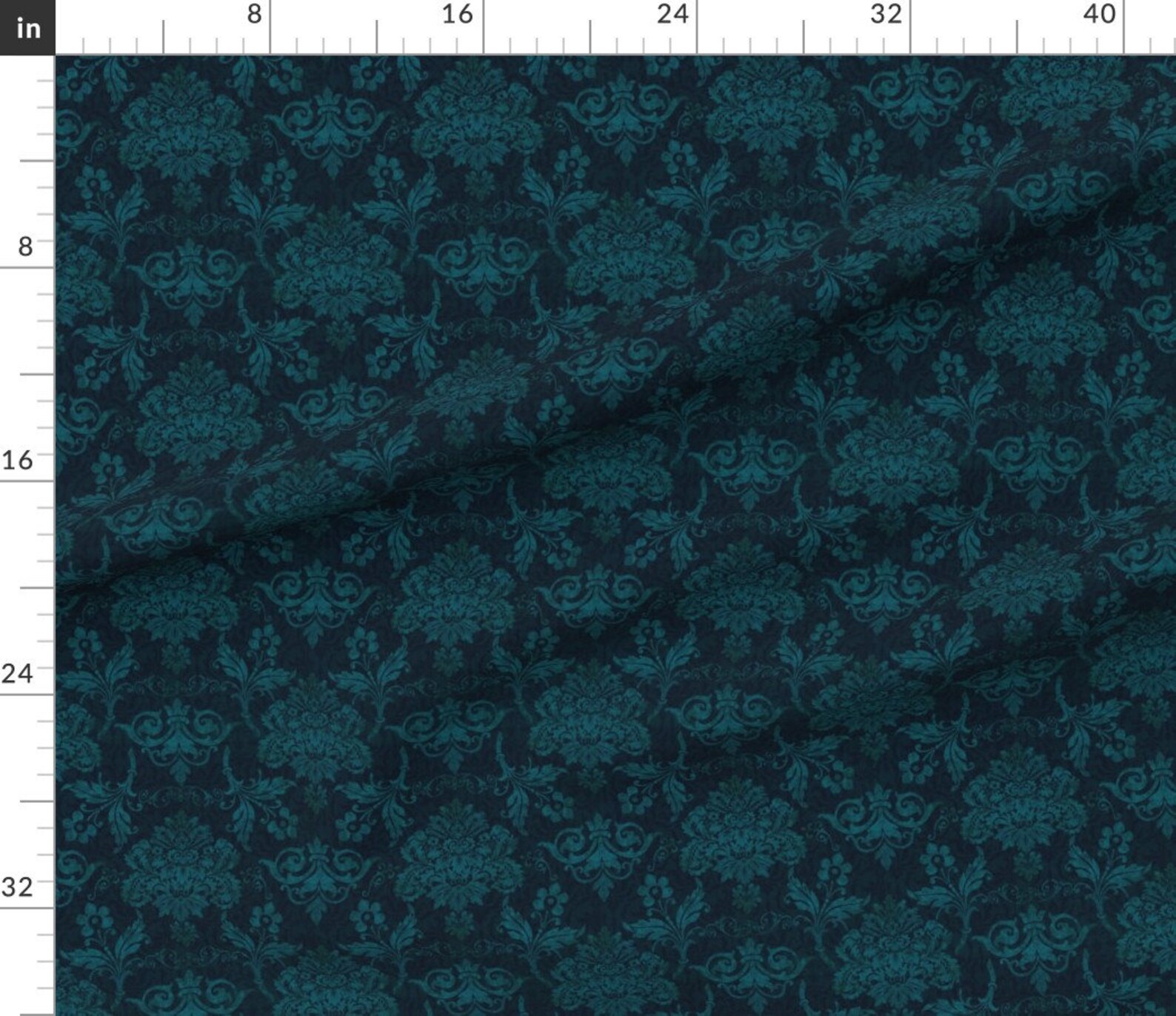 Dark Teal Damask Fabric Victorian Damask by Etsy