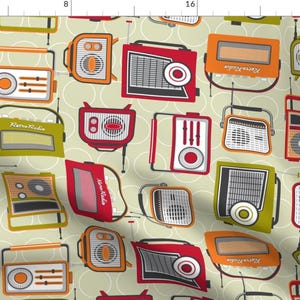 Vintage Radios Fabric - Retro Radio By Cjldesigns - Technology Tune Dial AM FM Radio Vintage Mod Cotton Fabric By The Yard With Spoonflower