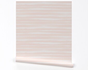 Blush Stripe Wallpaper - Acuarela Stripe-Peach de Crystal Walen - Rollo de papel pintado autoadhesivo extraíble impreso personalizado de Spoonflower