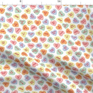 Canine Valentine Fabric - Candy Hearts by devondesignco - Sweets Funny Cute Puppy Love Dog Mom Dog Parents Fabric by the Yard by Spoonflower
