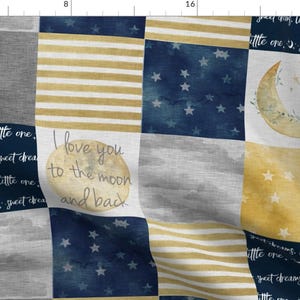 Moon Wholecloth Fabric - I Love You To The Moon And Back Navy And Gold By Sugarpinedesign - Baby Cotton Fabric By The Yard With Spoonflower