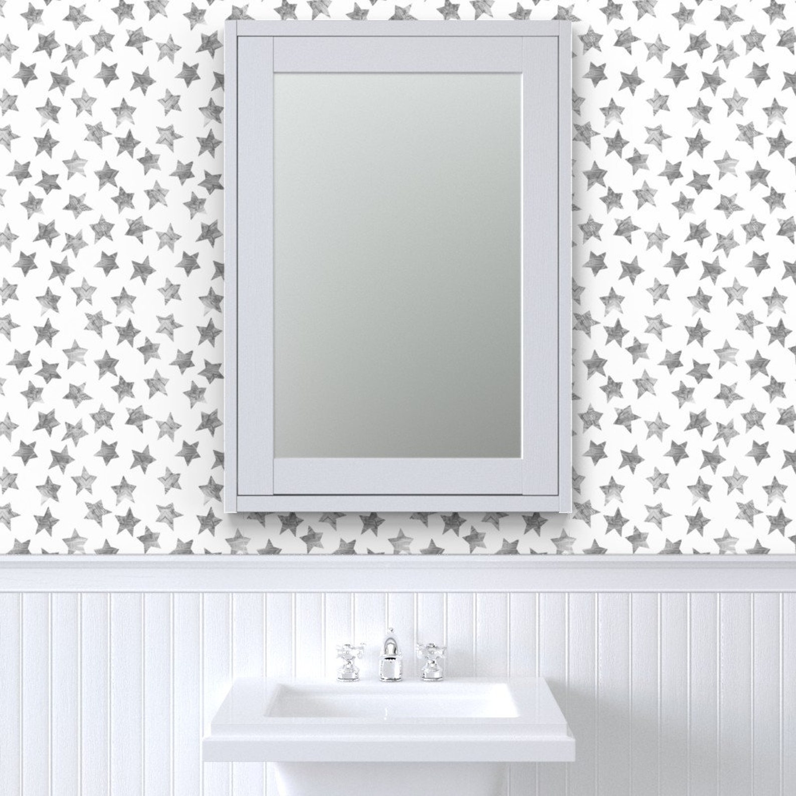 Gray Star Wallpaper Starry Watercolor Dreams in Grey by Etsy