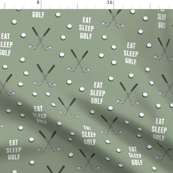 Golf Fabric - Eat Sleep Golf Sage By Littlearrowdesign - Golf Sports Baby Nursery Deco Quilting Cotton Fabric By The Yard With Spoonflower
