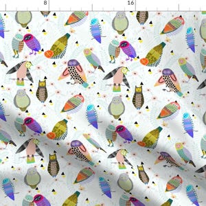 Colorful Owls Fabric - Owl Party By Emilyrosethomson - Woodland Owls Cotton Fabric By The Yard With Spoonflower