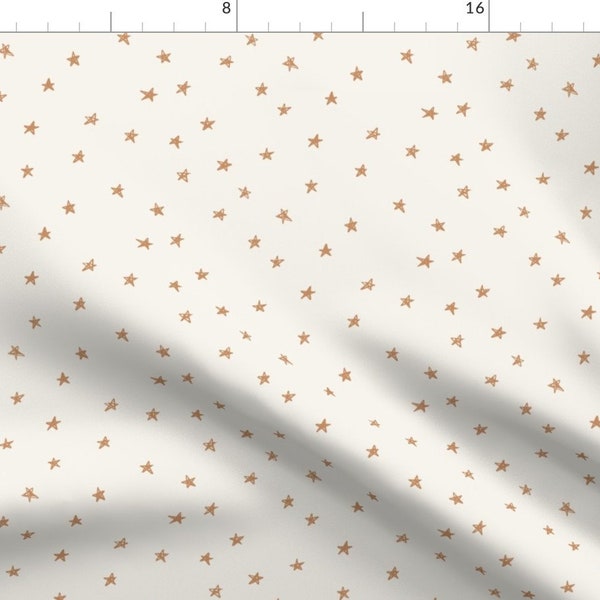 Gold Stars Fabric - Gold Christmas Stars By Erin Kendal - Beige Gold Holiday Winter New Years Eve Cotton Fabric By The Yard With Spoonflower