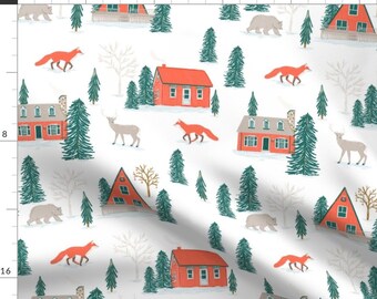 Rustic Winter Fabric - Country Christmas by fineapplepairgmail_com - Woodland Christmas Seasonal Festive Fabric by the Yard by Spoonflower