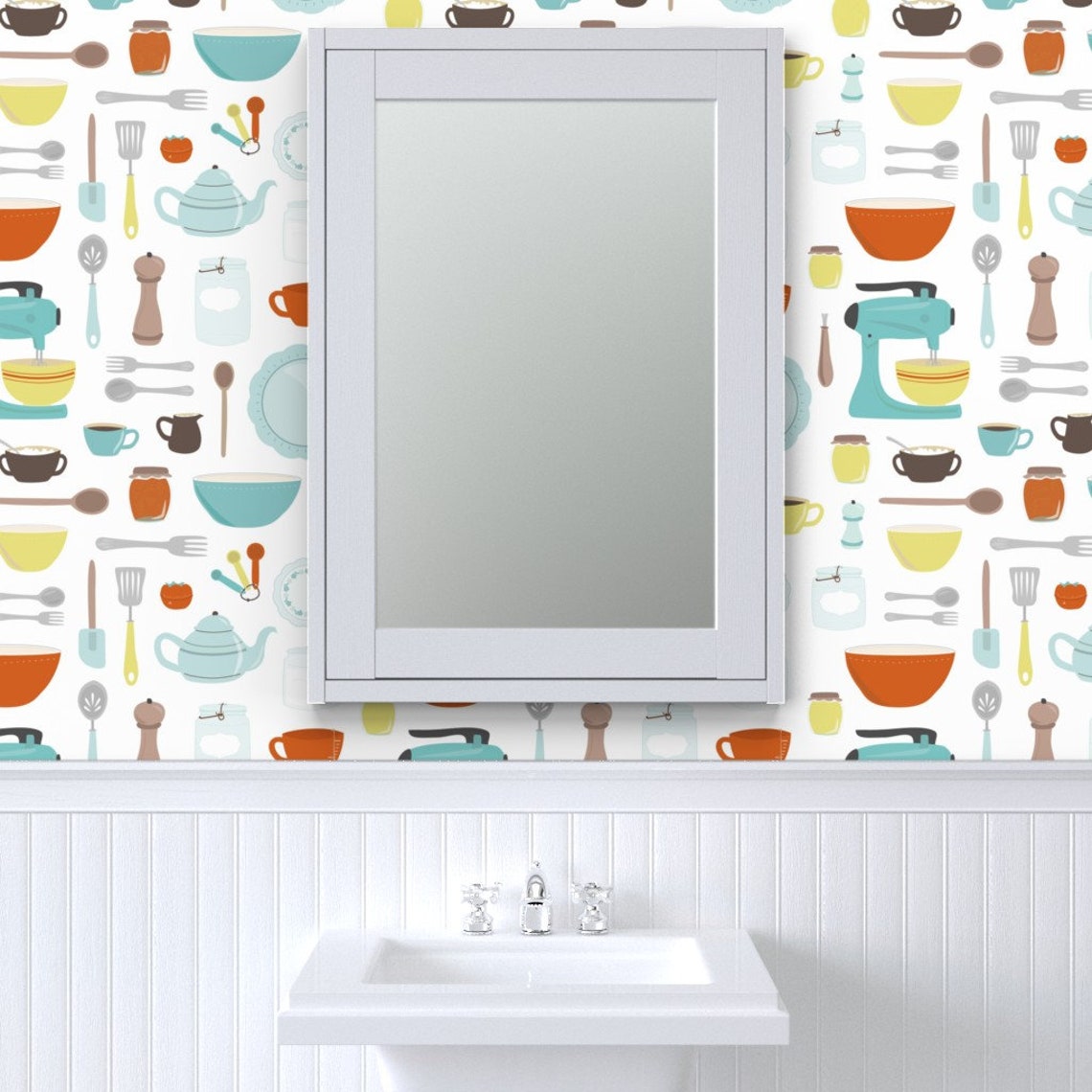 Vintage Kitchen Wallpaper My Vintage Kitchen By | Etsy