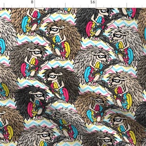 Rock and Roll Hedgehogs Fabric - Hair-Band Hedgehogs By Pond Ripple - Hedgehogs Kawaii Woodland Cotton Fabric By The Yard With Spoonflower