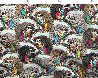 Rock and Roll Hedgehogs Fabric - Hair-Band Hedgehogs By Pond Ripple - Hedgehogs Kawaii Woodland Cotton Fabric By The Yard With Spoonflower