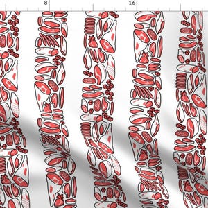 Steak Stipes Fabric - Meat Stripes On White Back By Thirdhalfstudios - Cute Kitchen Food Cotton Fabric By The Yard With Spoonflower