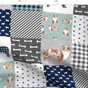 Australian Shepherd Fabric - Australian Shepherd Red Merle Quilt B Cheater Quilt By Petfriendly - Cotton Fabric By The Yard With Spoonflower