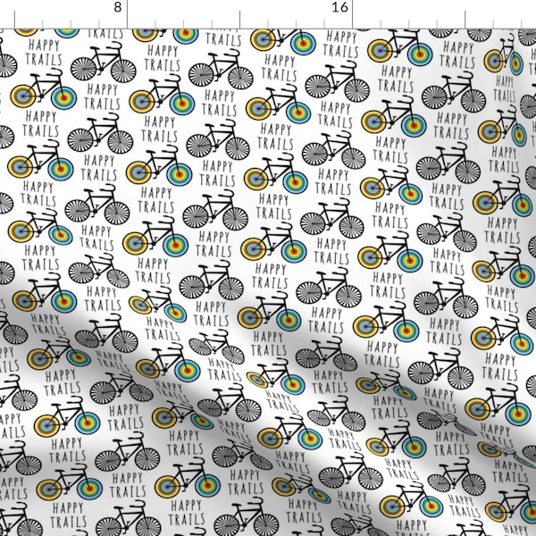 Happy Trails Fabric - Happy Trails By Andibird - Bicycle Bikes Mountain Biking Outdoors  Cotton Fabric By The Yard With Spoonflower