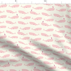 Pink Whales Fabric - Pink Whales In Love By Martamunte - Nautical Nursery Baby Girl Pink Whale Cotton Fabric By The Yard With Spoonflower