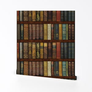 Vintage Books Removable Peel and Stick Wallpaper - Victorian Old World - Wall Art Wall Decor - Instant Library Shelf by peacoquettedesigns