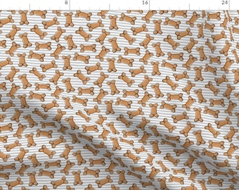 Dog Treats Fabric - Dog Bones on Grey Stripes By Littlearrowdesign - Small Mask Scale Rescue Dog Cotton Fabric By The Yard With Spoonflower