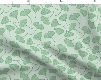 Greenery Ginkgo Fabric - Ginkgo Leaf Green By Beththompsonart - Modern Botanical Cotton Fabric By The Yard With Spoonflower