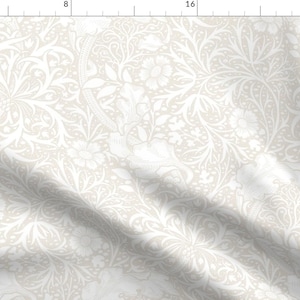 Victorian Garden Fabric - Seaweed In Antique White by salvagescapes - Neutral Taupe William Morris Regency Fabric by the Yard by Spoonflower