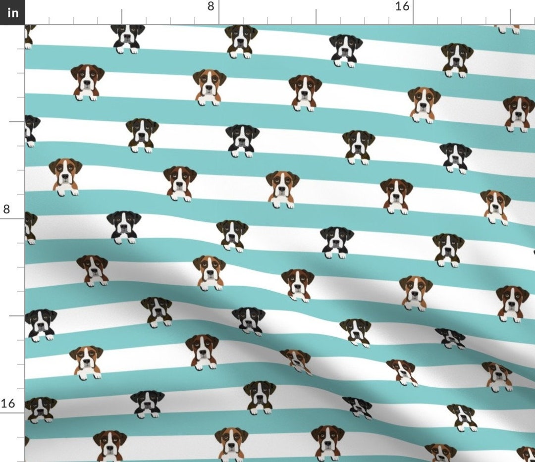 Boxer Fabric Boxer Stripes Dog Fabric Blue by Petfriendly Boxer Dog