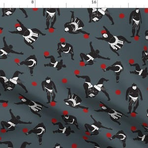 Sumo Wrestlers Fabric - Sumo-Sthenics By Dancingbirdstudio - Sumo Wrestlers Sport Cotton Fabric By The Yard With Spoonflower