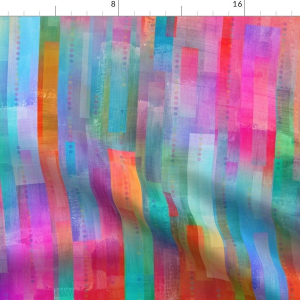 Vibrant Watercolor Fabric - Rainbow Stripe Painterly by adenaj - Boho Rainbow Abstract Bright Pride Fabric by the Yard by Spoonflower