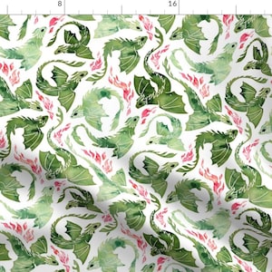 Dragons Fabric - Dragon Fire By Adenaj - Green Blue Dragons Castle Dungeons Fire Brimstone Mystic Cotton Fabric By The Yard With Spoonflower