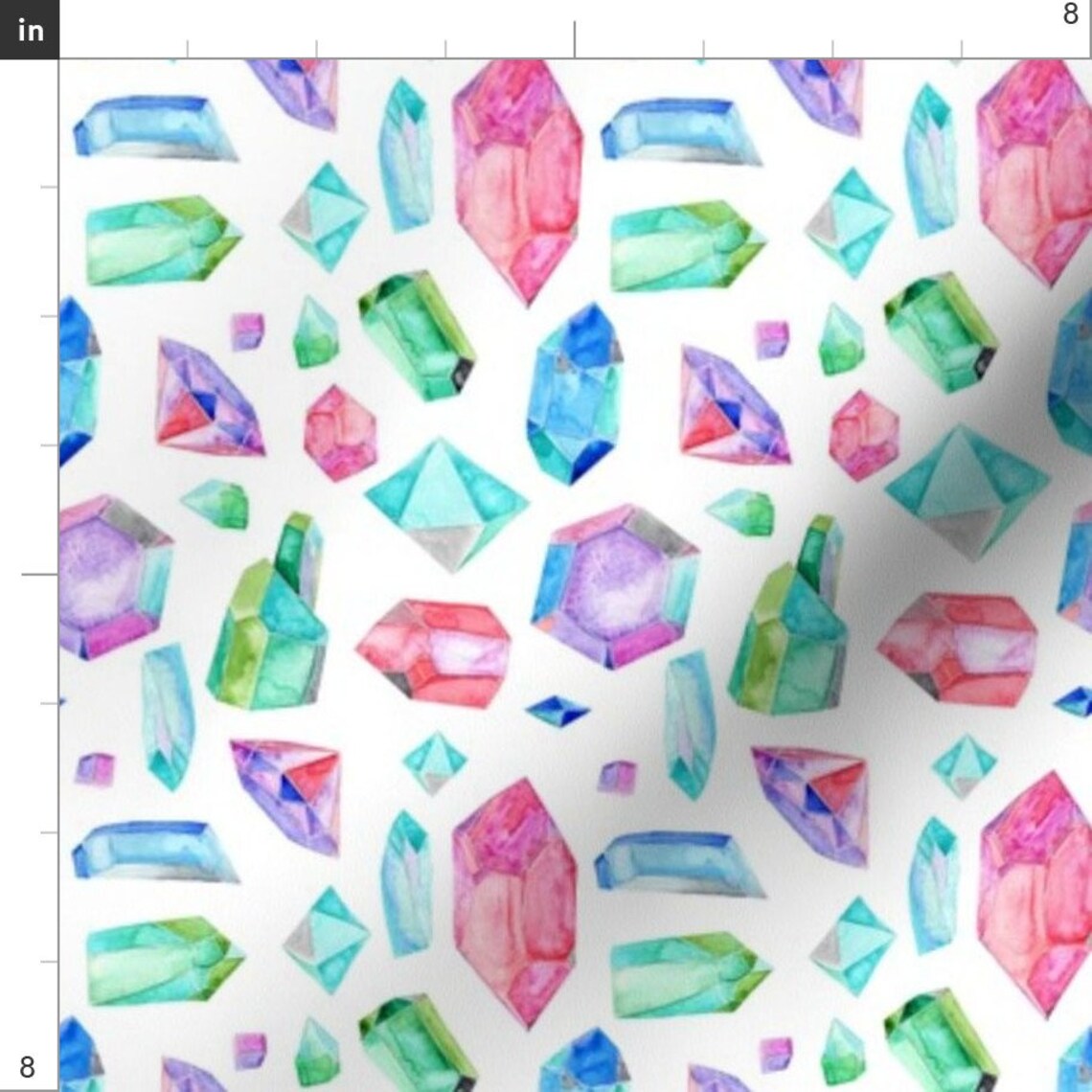 Mod Gems Fabric Watercolour Gems by Emmaallardsmith Etsy