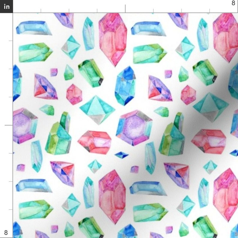 Mod Gems Fabric Watercolour Gems by Emmaallardsmith Etsy