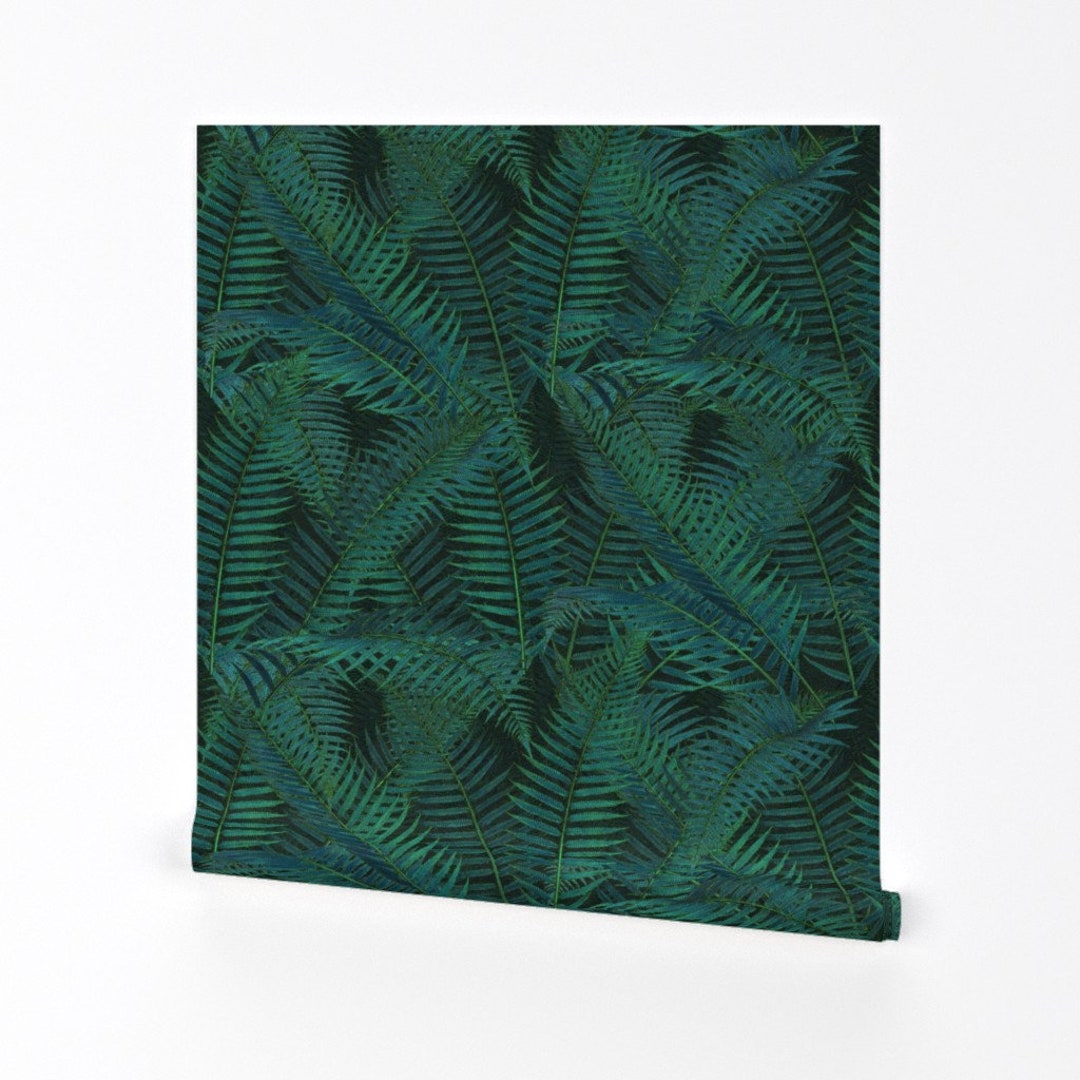Ferns Wallpaper Asplenium Solid Nightshade by - Etsy