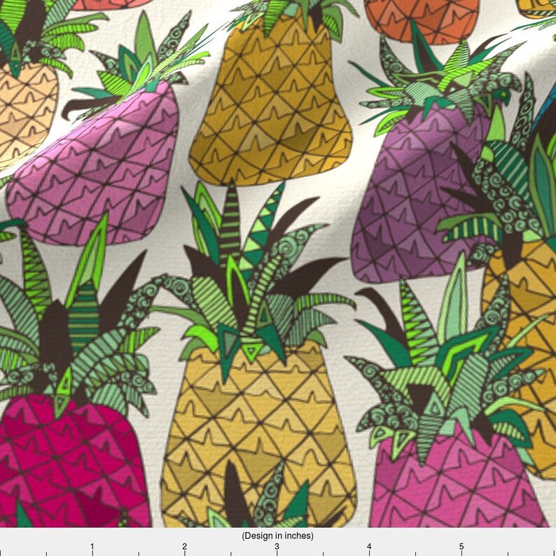 Pineapple Tropical Fabric by the yard West Coast Pineapples Etsy