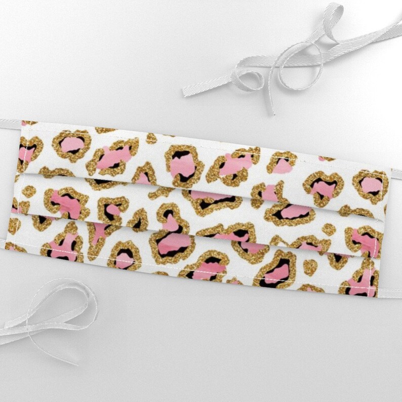 Pink and Gold Glitter Leopard Print Fabric Leopard in Fancy Etsy