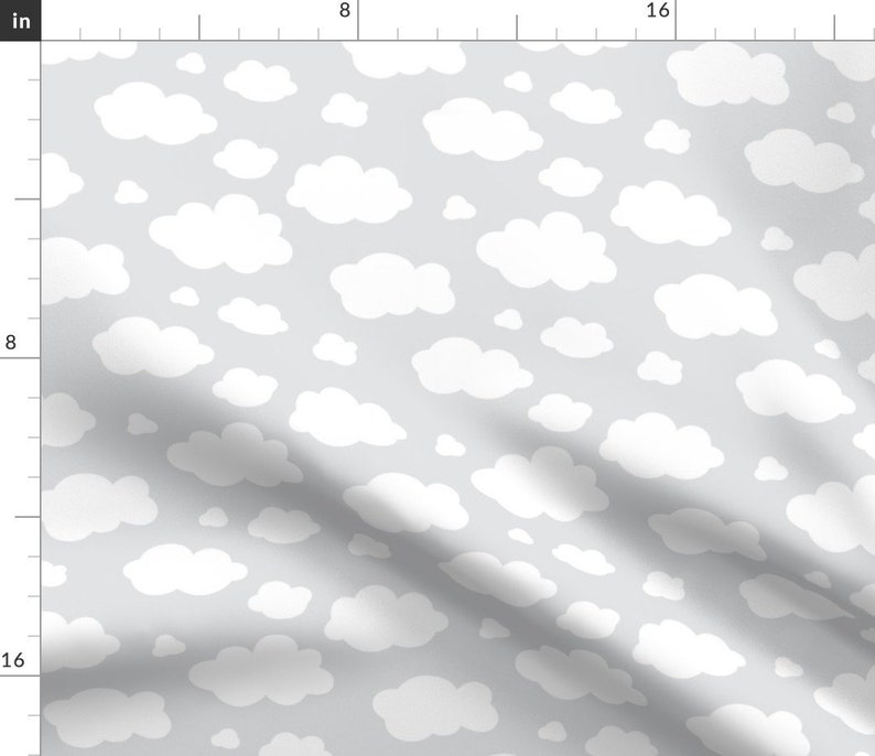 Cloud Fabric Clouds on Grey by Heleenvanbuul Cloud Sky Etsy