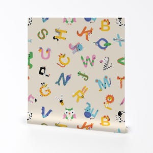 Alphabet Animals Removable Peel and Stick Wallpaper - Gender Neutral Classroom - Wall Art Wall Decor - Abc Animals by sandra_hutter_designs