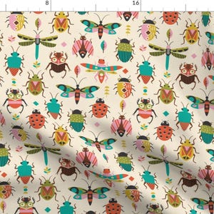 Colorful Bugs Fabric - Mid Century Bugs by sally_mountain - Beetles Moths Dragonflies Insects Retro  Fabric by the Yard by Spoonflower