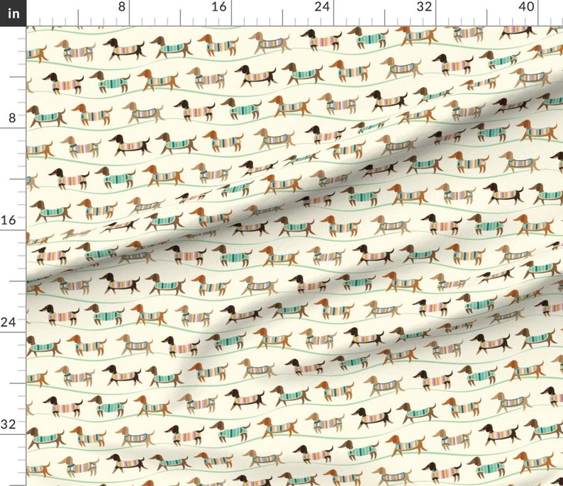 Dachshunds in Sweaters Fabric Wiener Dogs on Parade by Etsy