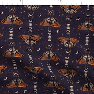 Dark Butterflies Fabric - Mystic Luna Moths by carol_freire_art - Nature Magic Moth Moody Goddess Witchy Fabric by the Yard by Spoonflower